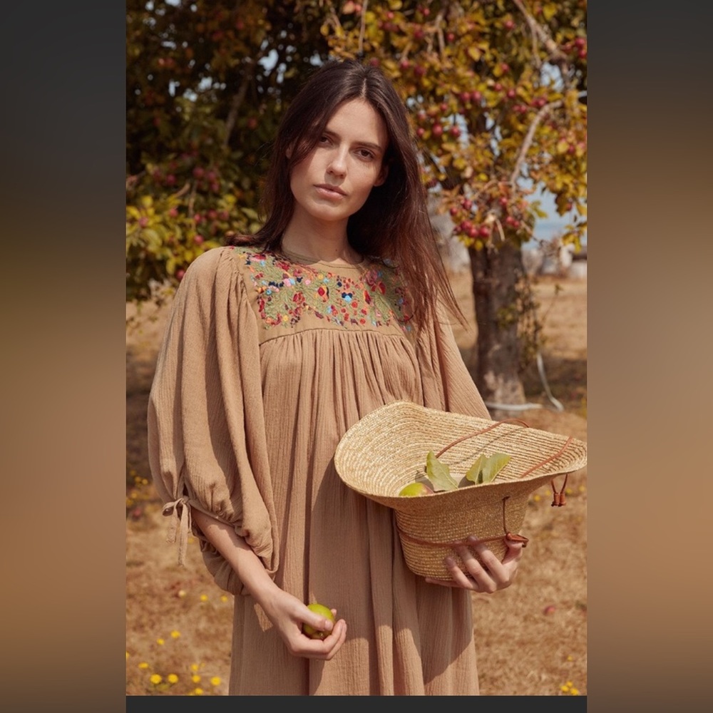 Christ Dawn Embroidered Jillian Dress Tan